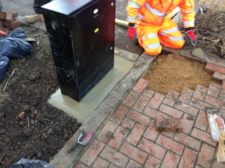 Installation of Installation of new electrical cabinet and replacement of paving